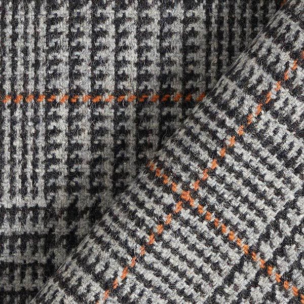 Drap de laine Prince de Galles – gris foncé/orange,  image number 6