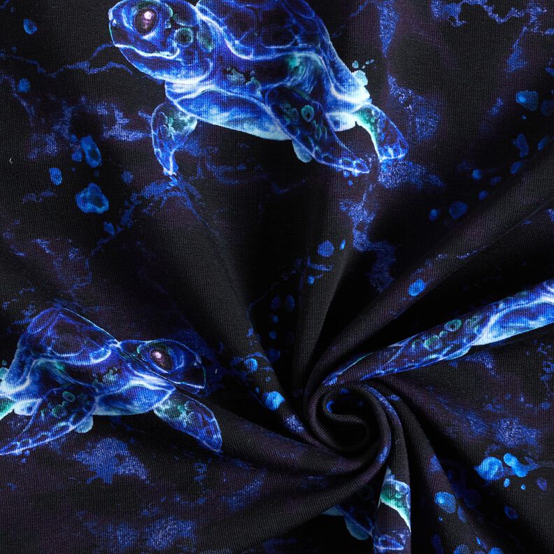 French Terry Sweat d’été Tortues | Glitzerpüppi – bleu noir/bleu roi,  image number 3