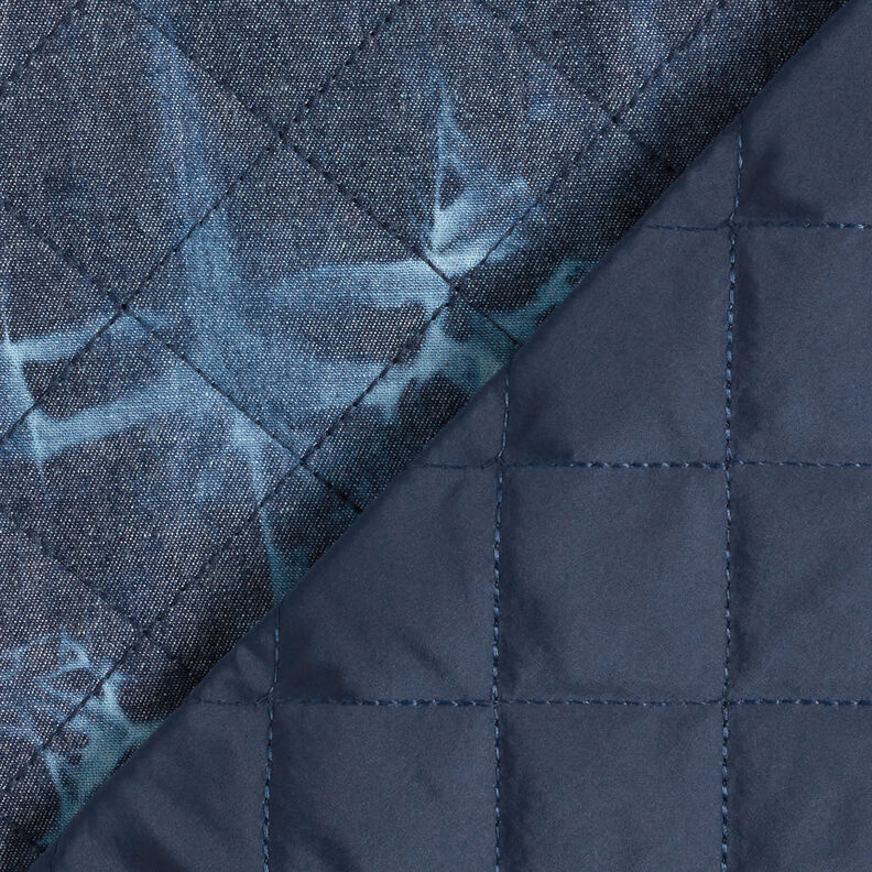 Tissu chambray matelassé en batik – bleu jean,  image number 5