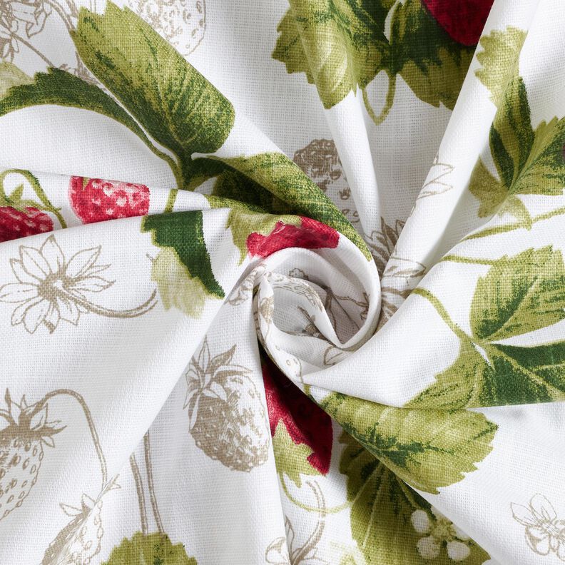 Tissu de décoration Panama Fraises – blanc/carmin,  image number 3
