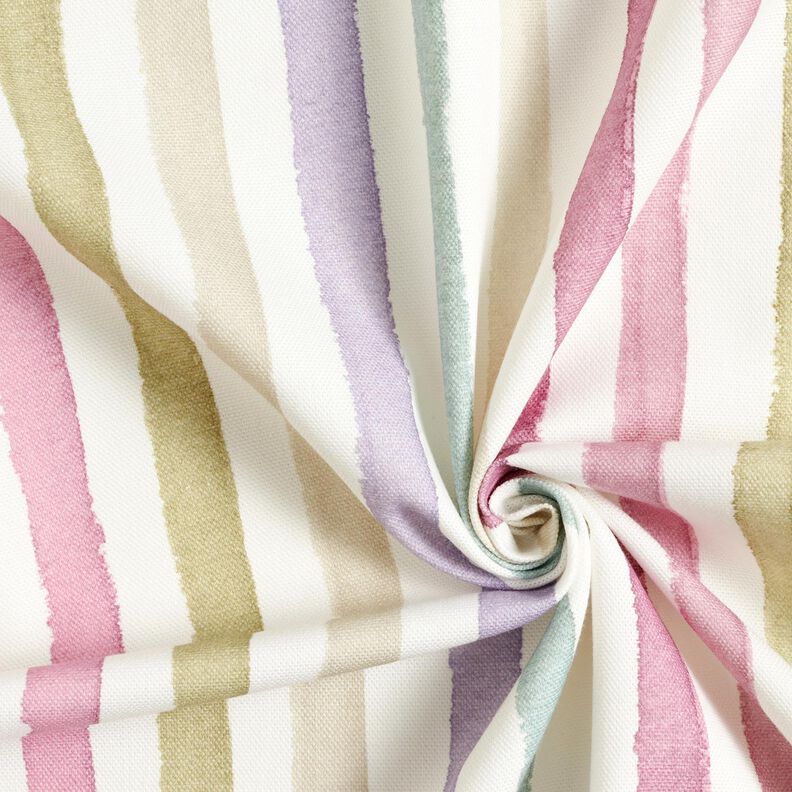 Tissu de décoration Semi-panama Rayures aquarelles – ivoire/eucalyptus,  image number 3