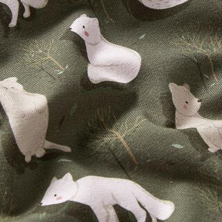 Jersey de coton bio Renard des neiges et marmotte Impression numérique – pin foncé, 