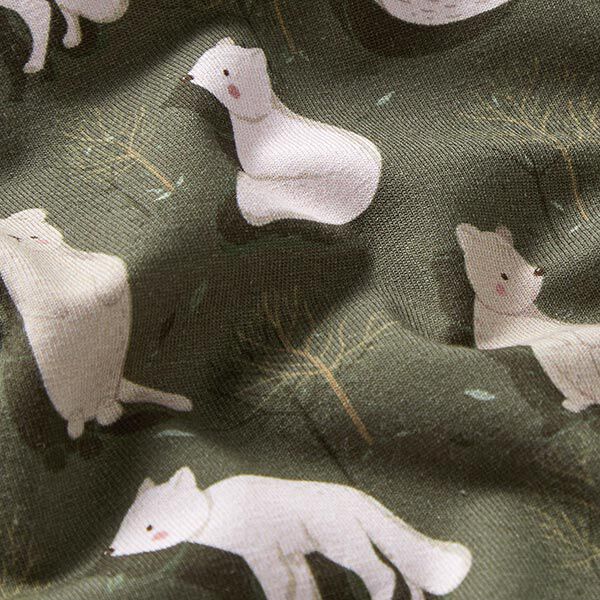 Jersey de coton bio Renard des neiges et marmotte Impression numérique – pin foncé,  image number 2