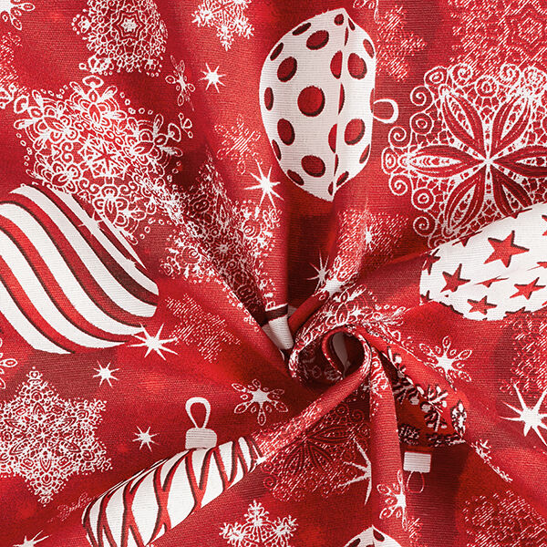 Tissu de décoration Canvas Boules de sapin de Noël – rouge,  image number 3