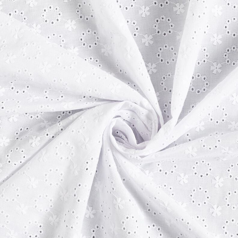 Batiste de coton Dentelle brodée Couronnes de fleurs – blanc,  image number 5