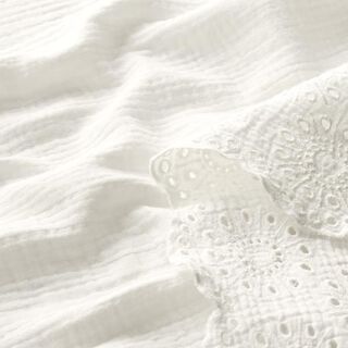 Mousseline avec bordure en broderie à trous sur un côté – blanc, 