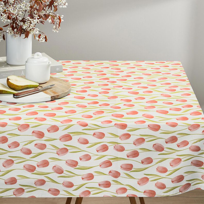 Tissu de décoration Semi-panama Tulipes – ivoire/homard, image number 7