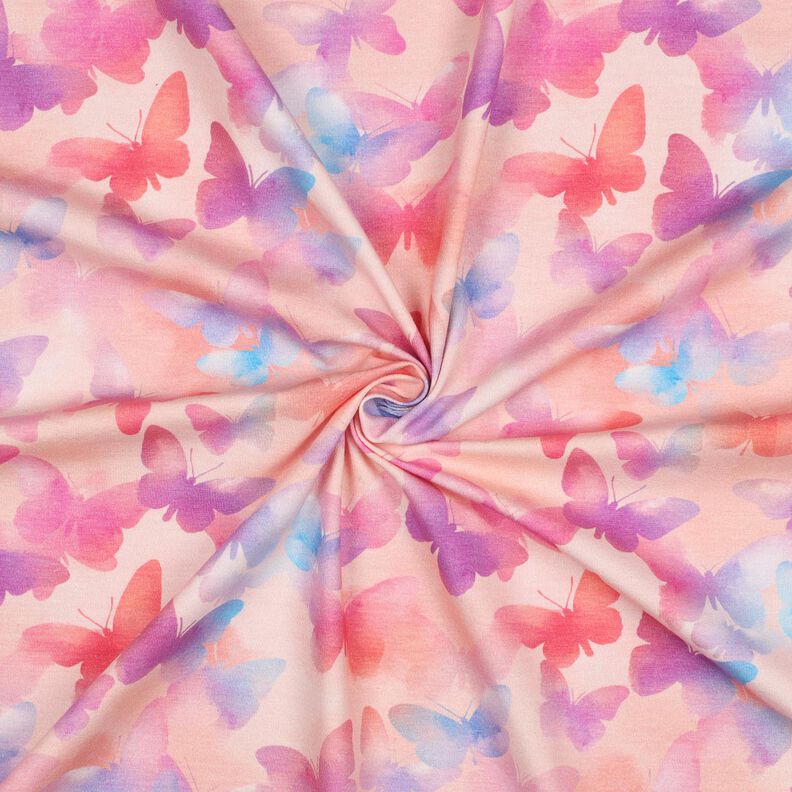 Jersey coton bunte Schmetterlinge Impression numérique | Poppy Fabrics – rosé/bleu, image number 3
