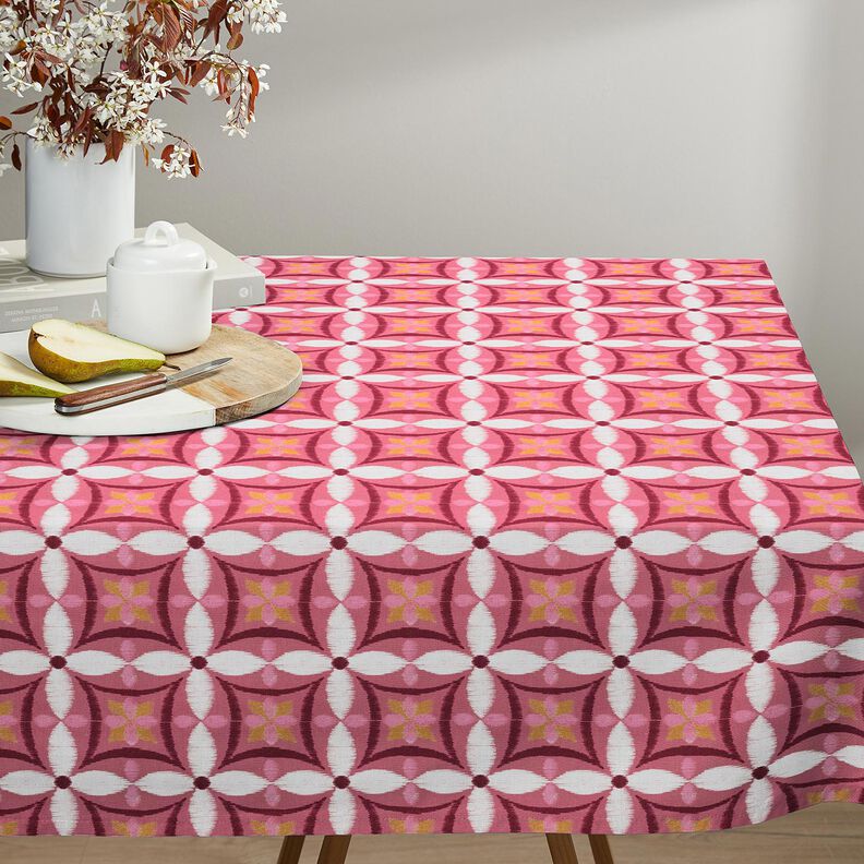 Tissu de décoration Canvas aspect grande broderie – rose vif/ivoire, image number 7