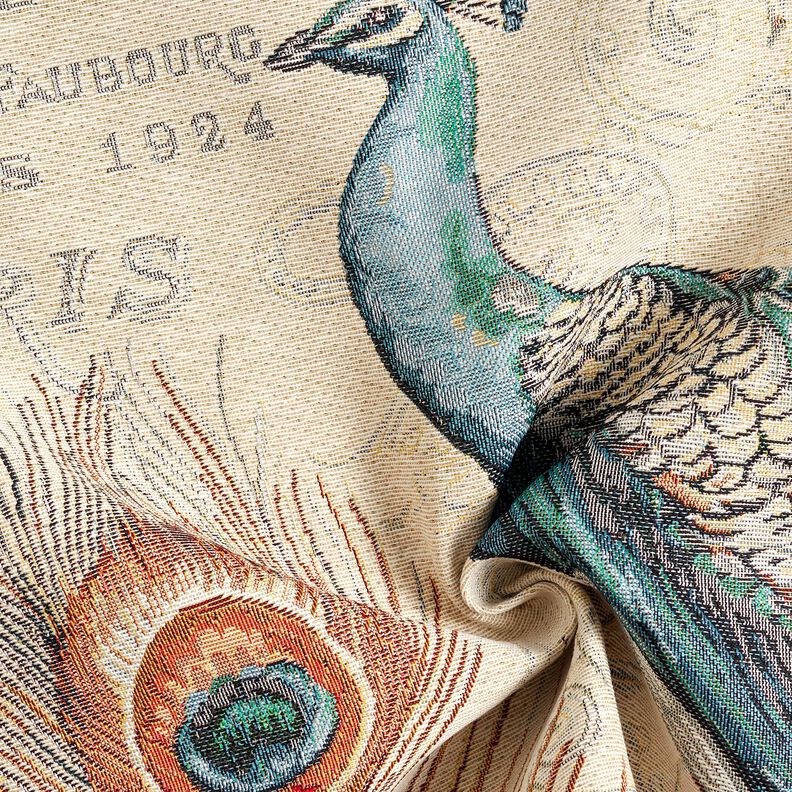 panneau d&eacute;coratif Gobelin Paon &ndash; beige clair/bleu,  image number 3