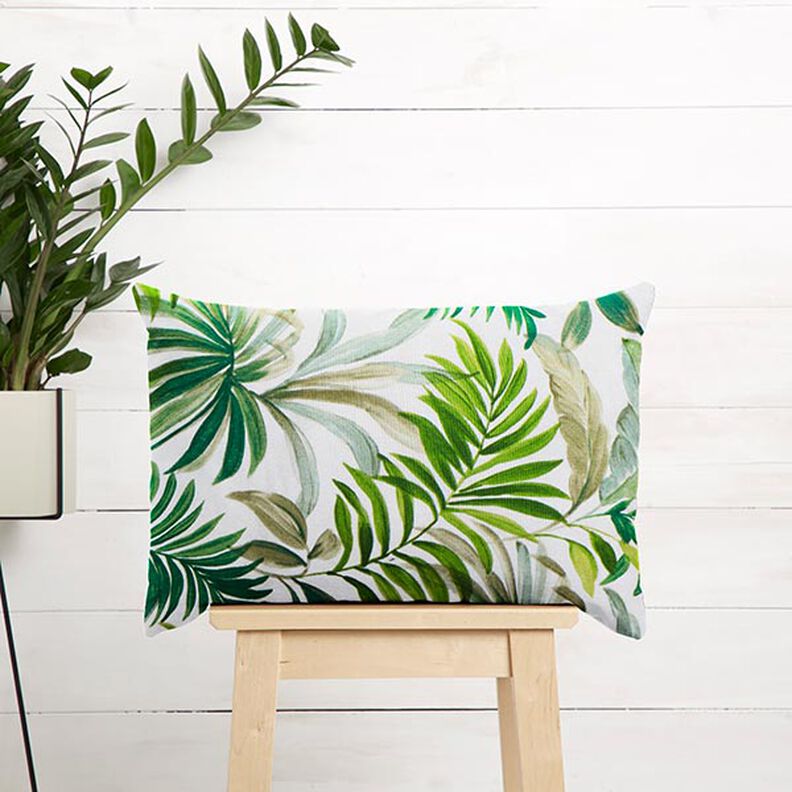 Tissu décoratif Toile feuilles exotiques – vert/blanc, image number 7