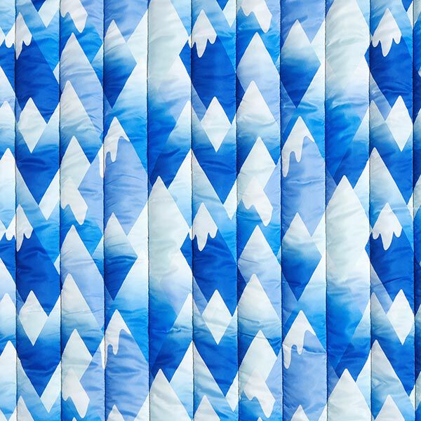 Tissu matelassé Montagnes – bleu roi/blanc,  image number 1