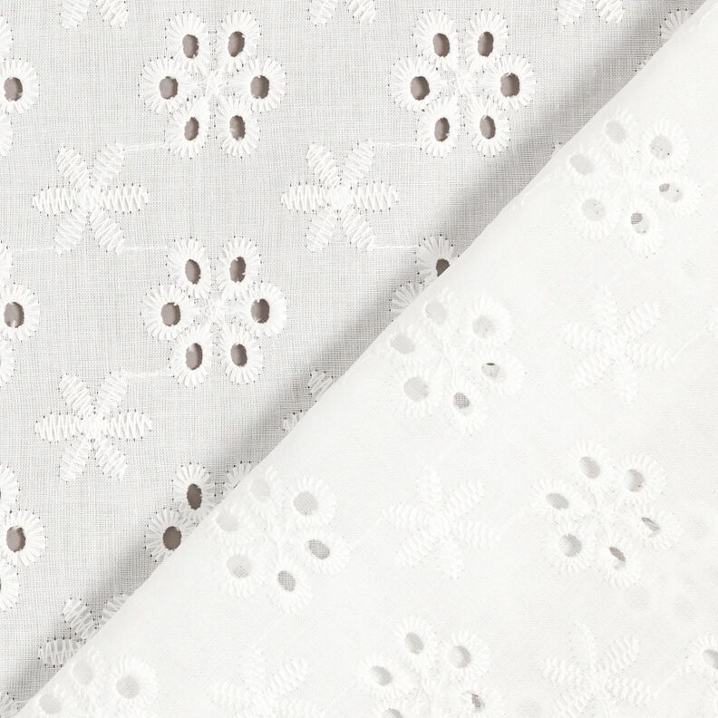 Tissu de coton à broderie anglaise Fleurs – blanc,  image number 4