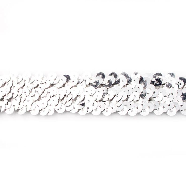 Galon pailleté élastique [30 mm] – argent métallisé,  image number 1