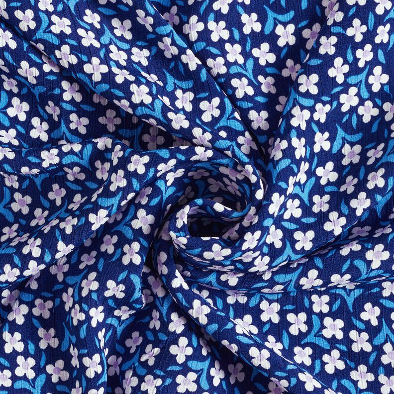 Crêpe de viscose Petites fleurs – bleu marine/blanc,  image number 3