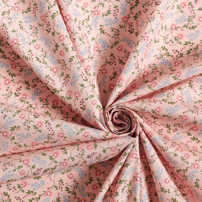 Popeline coton Mille-fleurs – rosé/bleu clair,  image number 3