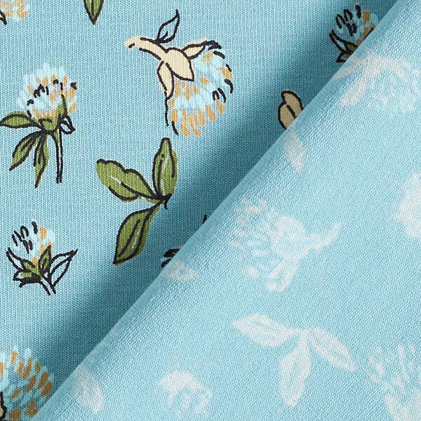 Jersey coton fleurs dans le vent – bleu aqua,  image number 4