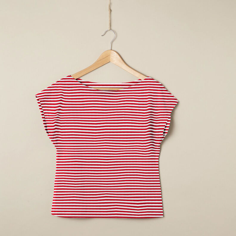 Jersey coton Rayures étroites – rouge/blanc,  image number 6