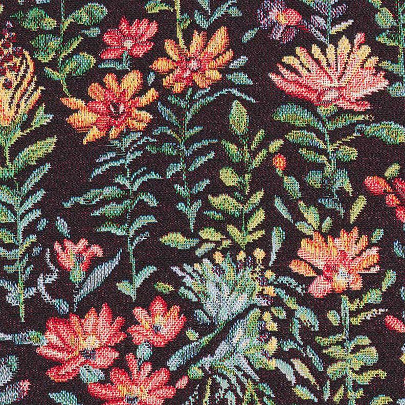 Tissu de décoration Gobelin Petites fleurs – noir, image number 9