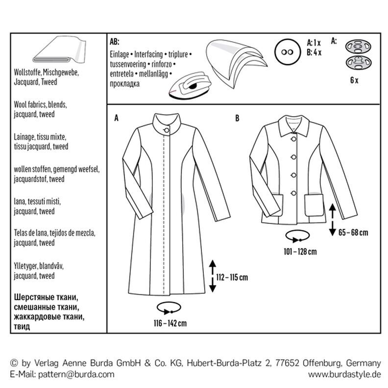 Manteau | Veste, Burda 6461 | 34 - 46, image number 5