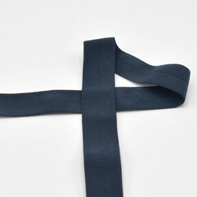 Biais élastique (pré-plié) mat [20 mm] – bleu marine, 