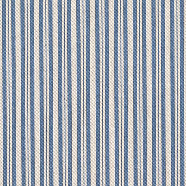 Tissu de décoration Semi-panama Rayures fines – bleu jean/nature,  image number 1