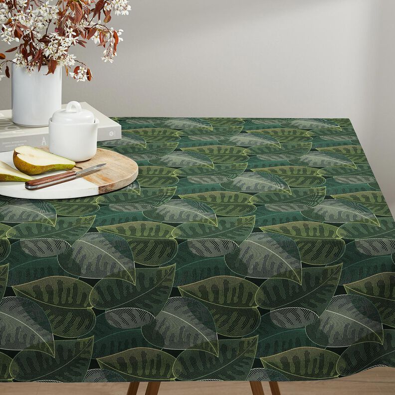 Tissu de décoration Sergé coton Feuilles minimalistes – vert foncé, image number 7