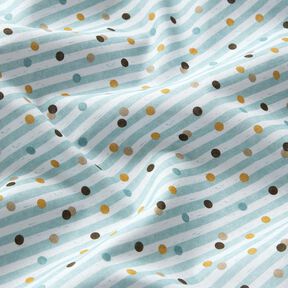 Popeline coton Rayures et pois Impression numérique – ivoire/bleu ciel, 