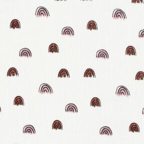 Tissu gaze de coton petits arcs-en-ciel, lisses – ivoire/rose, 