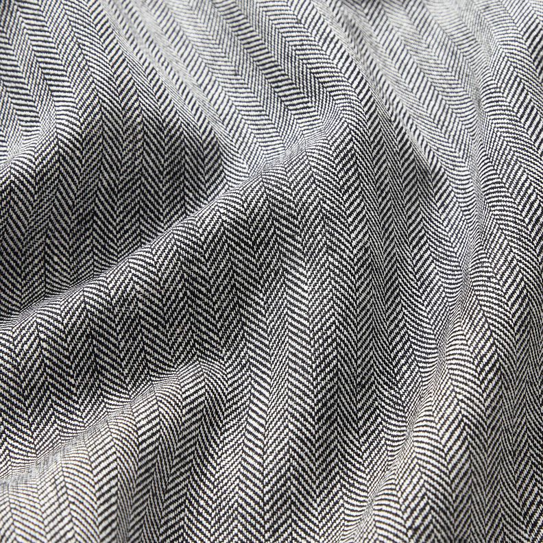 Mélange lin-coton chevron – noir,  image number 2
