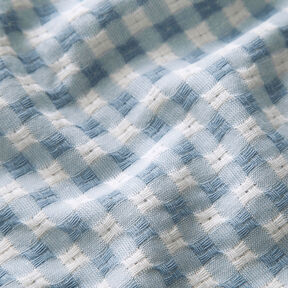 Tissu en coton à carreaux structurés – blanc/bleu clair, 