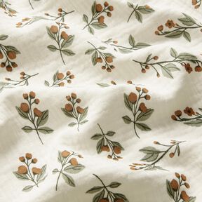 Tissu double gaze de coton Branches de fleurs | by Poppy – écru | Reste 60cm, 