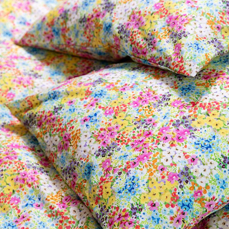 Tissu en coton Popeline Fleurs colorées – lavande/bleu,  image number 8
