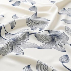 Tissu viscose Tulipes – écru/bleu nuit, 