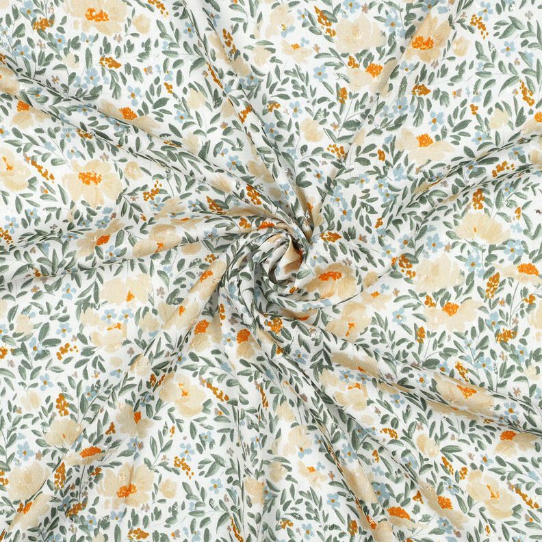 Voile de viscose Dobby impression numérique champs printaniers – blanc/beige clair,  image number 3