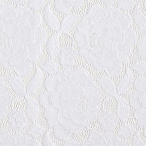 Dentelle élastique Fleurs et feuilles – blanc, 