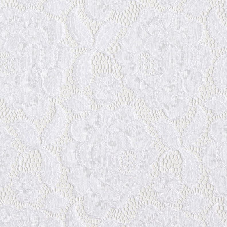 Dentelle élastique Fleurs et feuilles – blanc,  image number 1