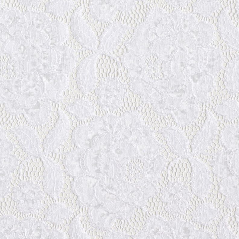 Dentelle élastique Fleurs et feuilles – blanc,  image number 1