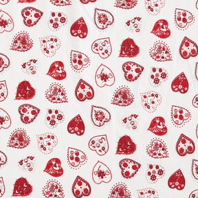 Tissu en coton Cretonne Petits cœurs – blanc/rouge foncé, 