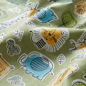 Tissu en coton Cretonne Animaux de safari – olive clair, 