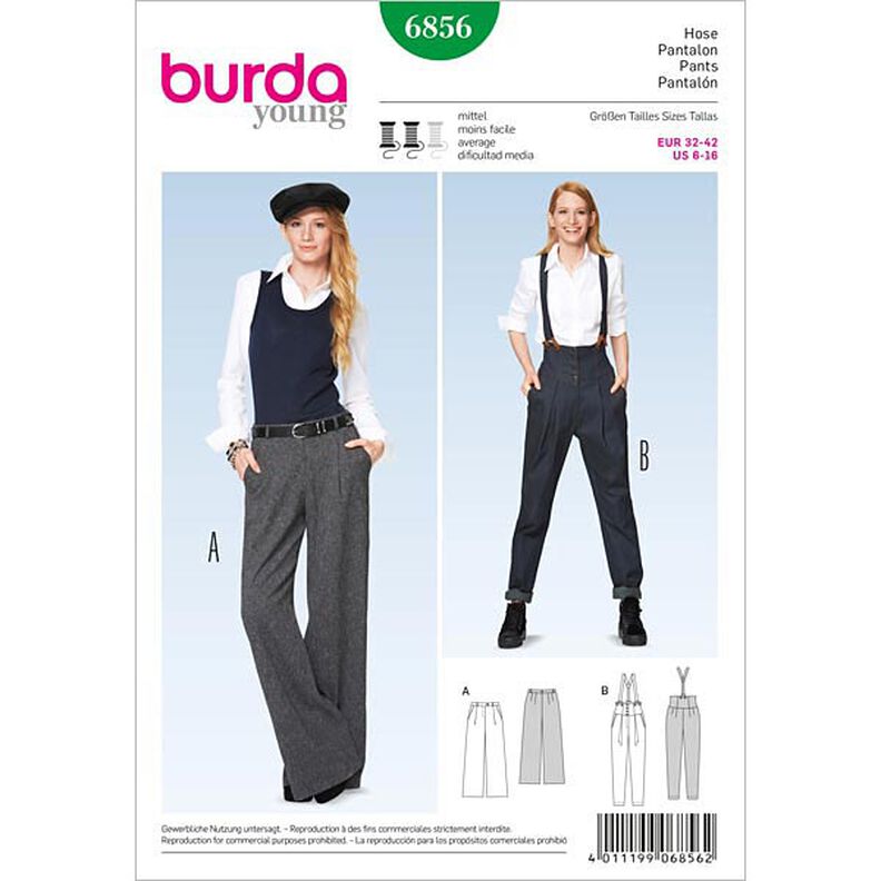 Pantalon avec pli de liaison / Marlene, Burda 6856,  image number 1