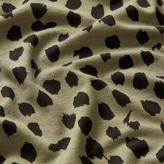 Jersey viscose pois léopard – kaki/noir, 