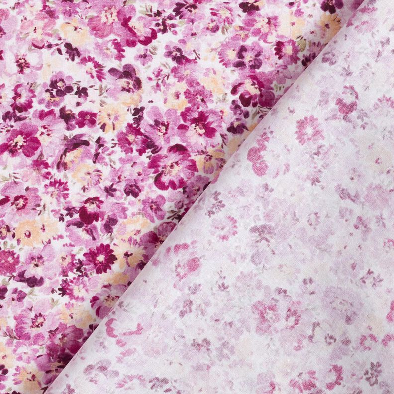 Tissu viscose Prairie fleurie – raisin/blanc,  image number 4