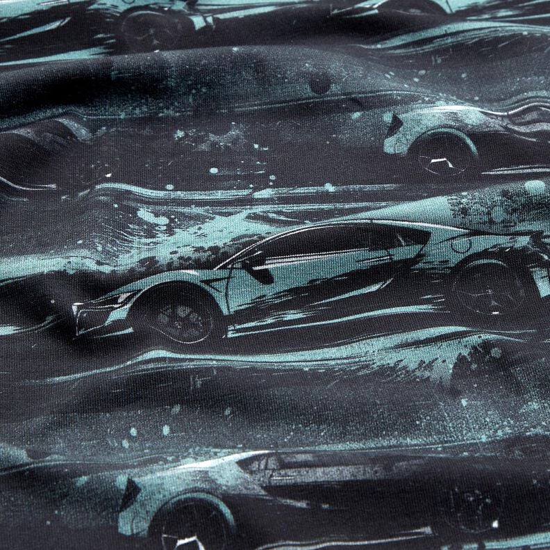 Jersey coton voiture de course Impression numérique – noir/gris perle,  image number 2