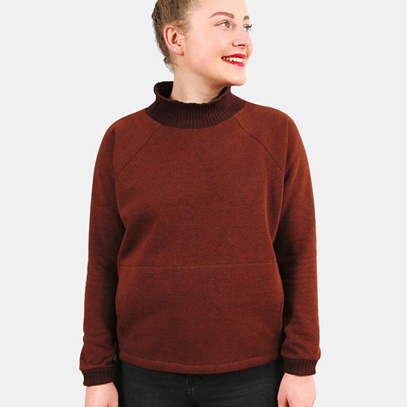 Pull chauve-souris avec poche ventrale et col montant FRAU BETTI | Patron prêt à découper | XS-XXL,  image number 3