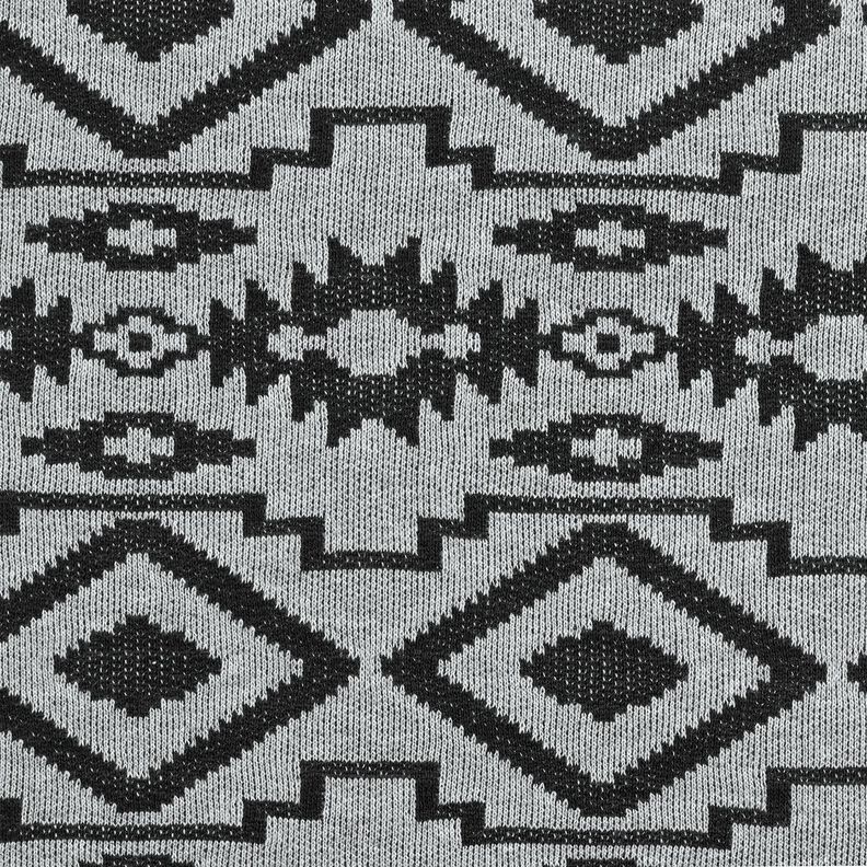 Tissu maille à motif ikat – gris/noir,  image number 1