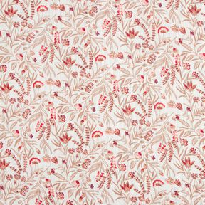 Tissu double gaze de coton Fleurs folkloriques – nature/rouge, 
