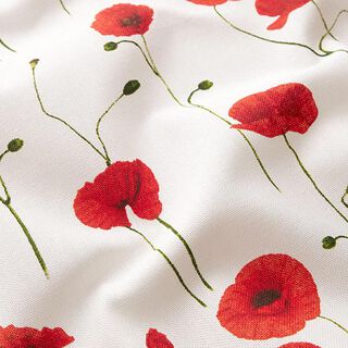 Tissu de décoration Semi-panama coquelicot – blanc/rouge, 