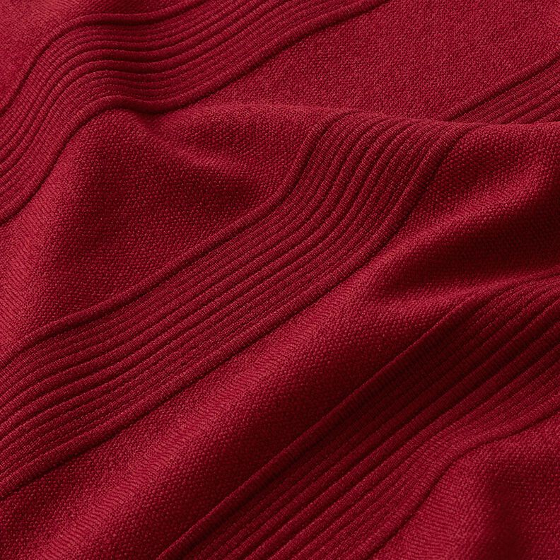 Jersey larges rayures structurées – rouge bordeaux,  image number 2