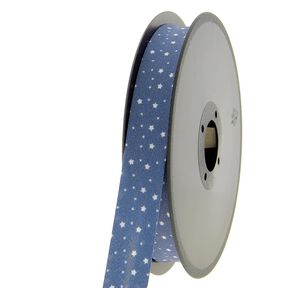 Biais étoiles Coton bio [20 mm] – bleu marine, 